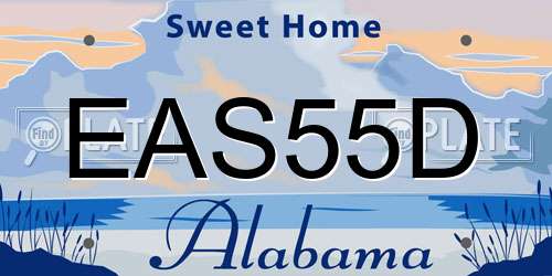 EAS55D Alabama License Plate