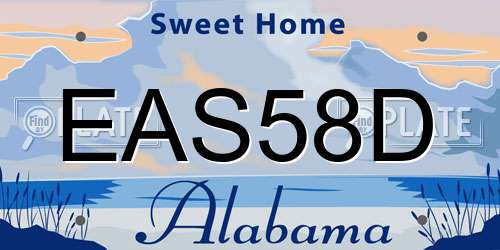 EAS58D Alabama License Plate