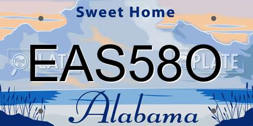 EAS58O Alabama License Plate