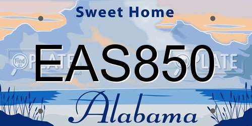 EAS850 Alabama License Plate