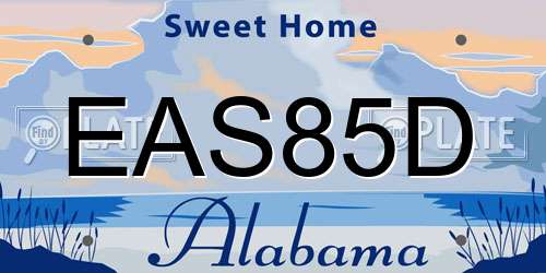 EAS85D Alabama License Plate