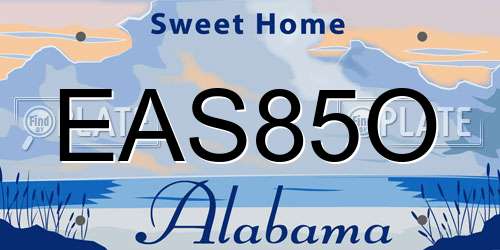 EAS85O Alabama License Plate
