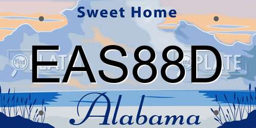 EAS88D Alabama License Plate