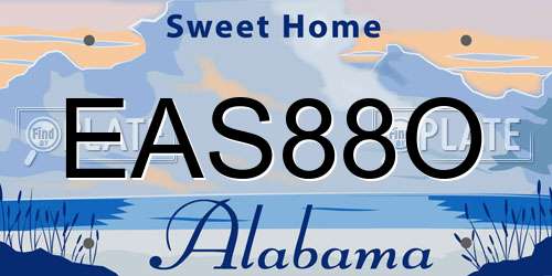 EAS88O Alabama License Plate