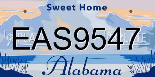 EAS9547 Alabama License Plate