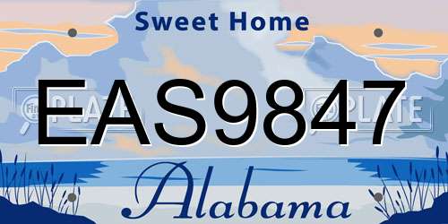 EAS9847 Alabama License Plate