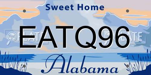 EATQ96 Alabama License Plate