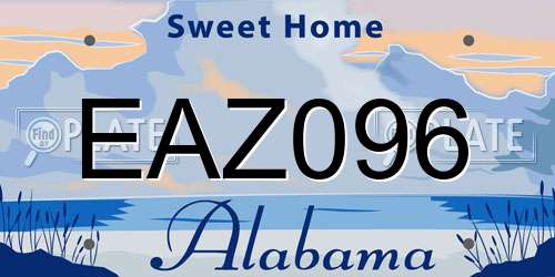 EAZ096 Alabama License Plate