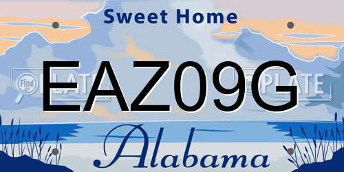 EAZ09G Alabama License Plate