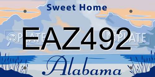 EAZ492 Alabama License Plate