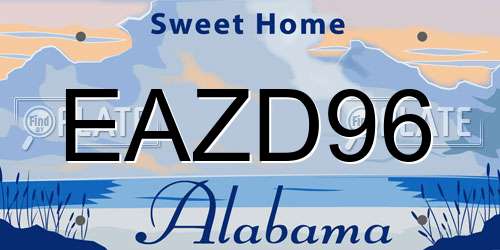 EAZD96 Alabama License Plate