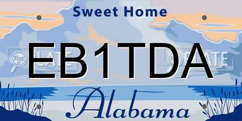 EB1TDA Alabama License Plate