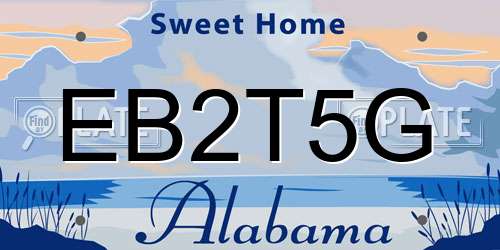 EB2T5G Alabama License Plate