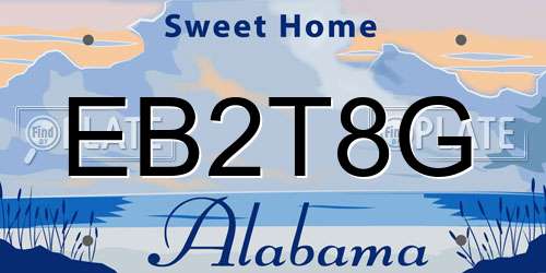 EB2T8G Alabama License Plate