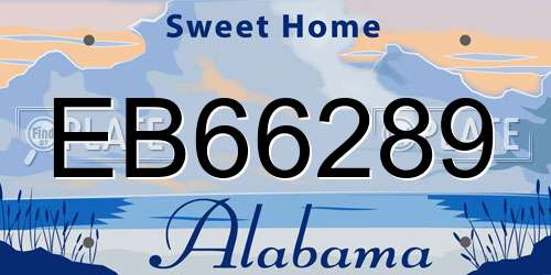 EB66289 Alabama License Plate