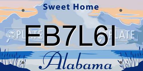 EB7L6I Alabama License Plate