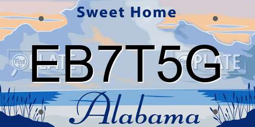 EB7T5G Alabama License Plate