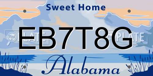 EB7T8G Alabama License Plate
