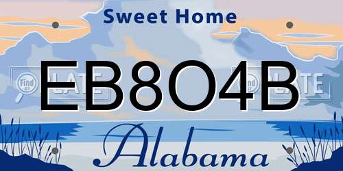 EB8O4B Alabama License Plate