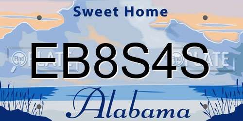 EB8S4S Alabama License Plate