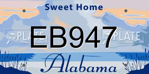 EB947 Alabama License Plate