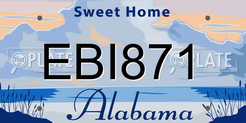 EBI871 Alabama License Plate