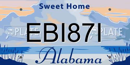 EBI87I Alabama License Plate