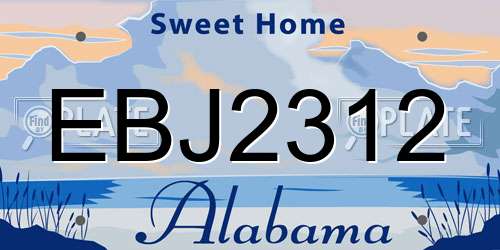 EBJ2312 Alabama License Plate