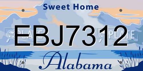 EBJ7312 Alabama License Plate