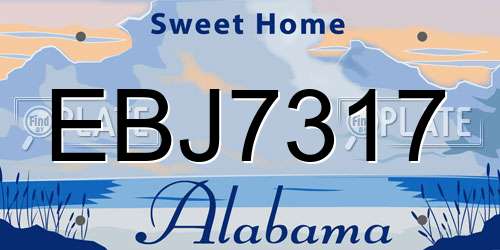 EBJ7317 Alabama License Plate