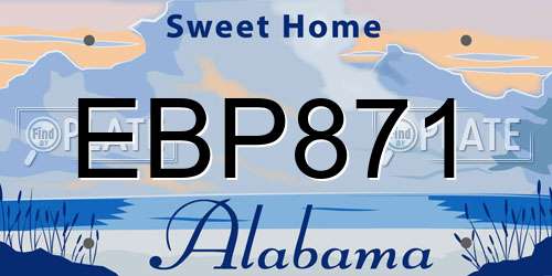 EBP871 Alabama License Plate