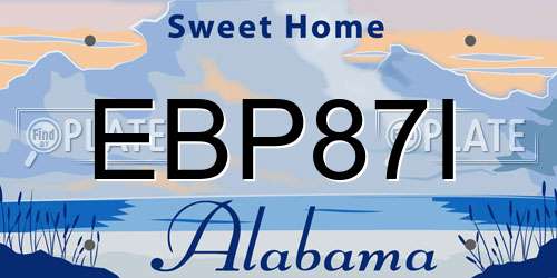 EBP87I Alabama License Plate