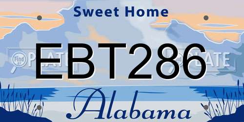 EBT286 Alabama License Plate