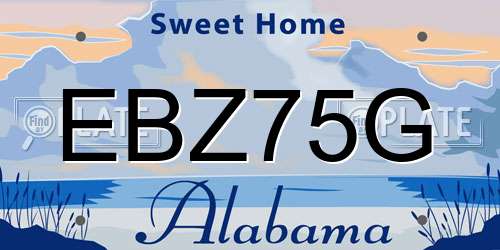 EBZ75G Alabama License Plate