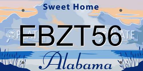 EBZT56 Alabama License Plate