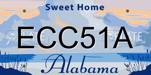 ECC51A Alabama License Plate