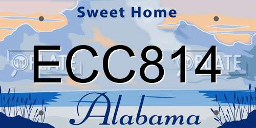 ECC814 Alabama License Plate