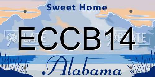 ECCB14 Alabama License Plate