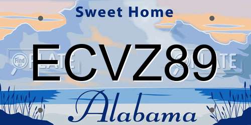 ECVZ89 Alabama License Plate