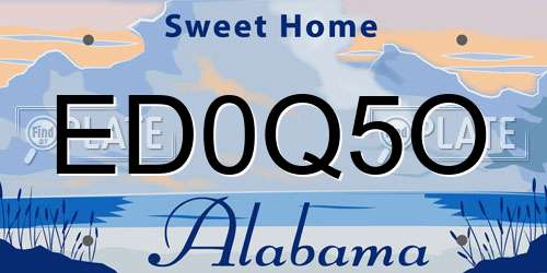 ED0Q5O Alabama License Plate