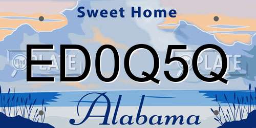 ED0Q5Q Alabama License Plate