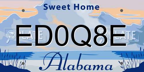 ED0Q8E Alabama License Plate