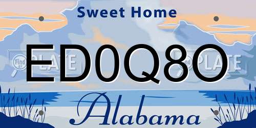 ED0Q8O Alabama License Plate