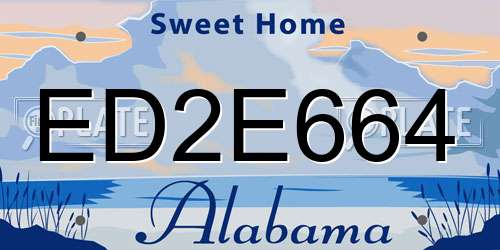 ED2E664 Alabama License Plate