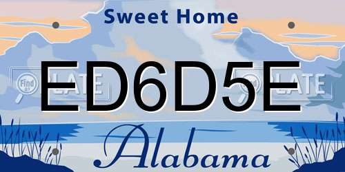 ED6D5E Alabama License Plate