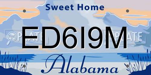 ED6I9M Alabama License Plate