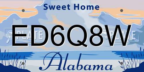ED6Q8W Alabama License Plate