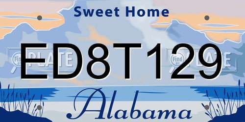 ED8T129 Alabama License Plate