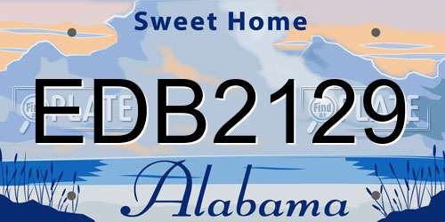 EDB2129 Alabama License Plate
