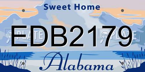 EDB2179 Alabama License Plate